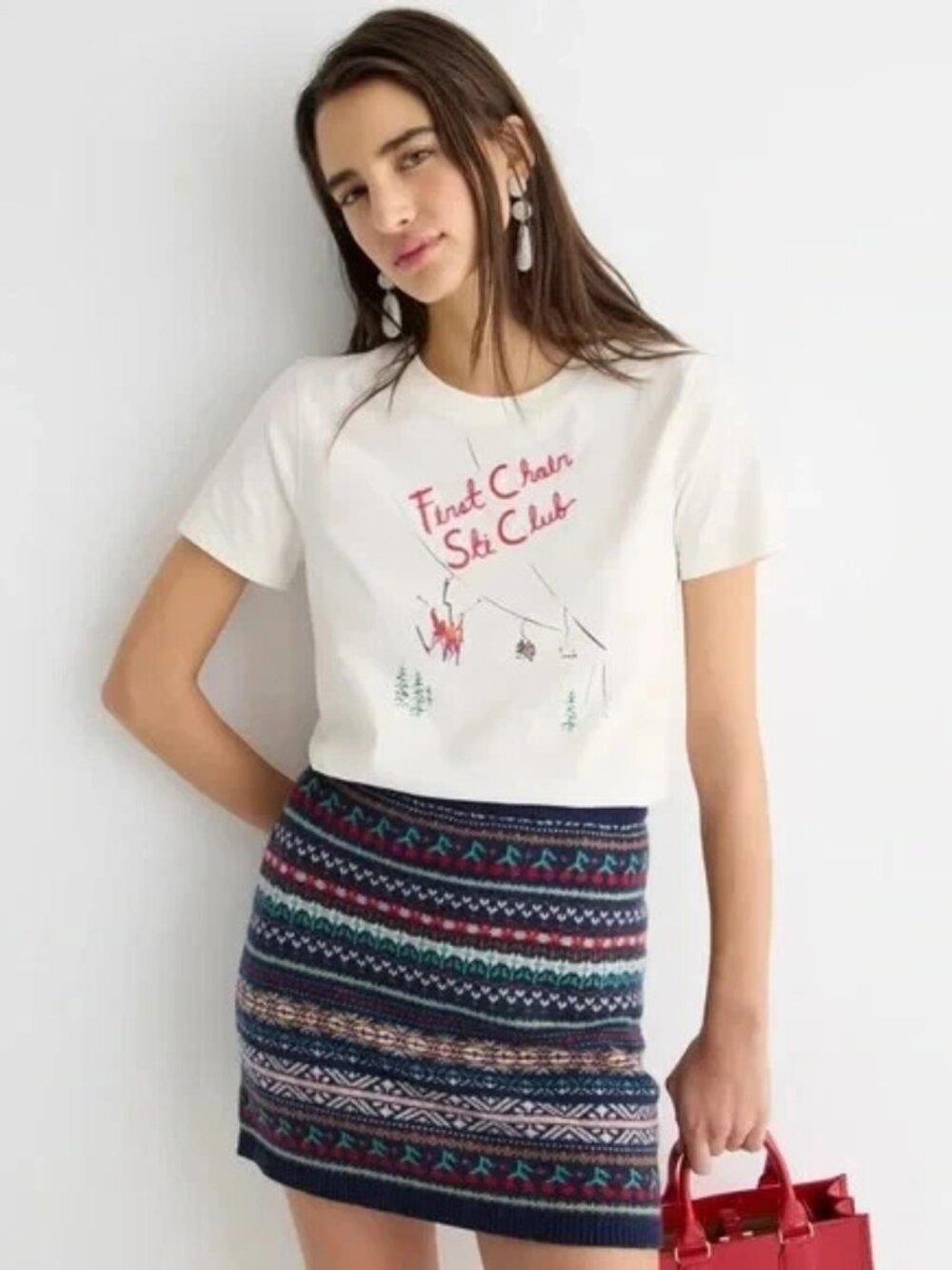 J.Crew "First chair ski club" broken-in jersey T-shirt, Size Small, NWT